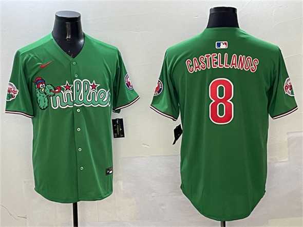 Mens Philadelphia Phillies #8 Nick Castellanos Green Phanatic Limited Stitched Jersey->philadelphia phillies->MLB Jersey
